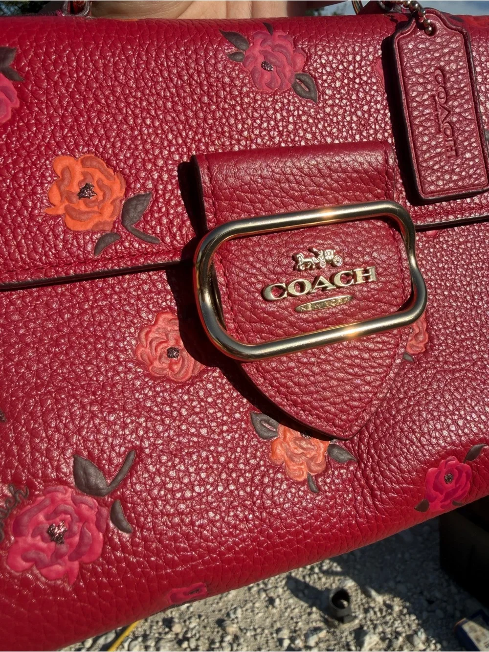 Coach Morgan Top Handle Satchel With Flower Print in Pink Pebble Leather - Picture 4 of 13